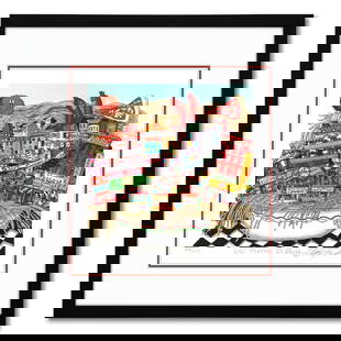 Charles Fazzino- 3D Construction Silkscreen Serigraph "Un Piatto Di Pasta": Artist: Charles Fazzino. Medium: 3D Construction Silkscreen Serigraph. Title: Un Piatto Di Pasta. Size: 13" x 12". Measures approx. 19" x 18" (framed). Signature: Hand Signed and Numbered. Certificate