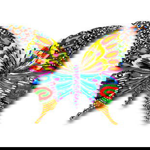 Patricia Govezensky- Original Painting on Cutout Steel "Butterfly": Artist: Patricia Govezensky. Medium: Original Painting on Cutout Steel. Title: Butterfly. Size: 5" x 8". Signature: Hand Signed by the artist. Certificate of Authenticity: From the publisher. Referenc