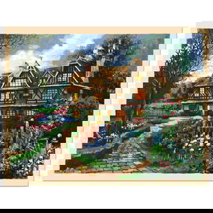 Anatoly Metlan, "Country Cottage" Limited Edition Serigraph, Numbered and Hand Signed with: Country Cottage is a limited edition serigraph on paper by Anatoly Metlan, numbered and hand signed by the artist. Includes Certificate of Authenticity. Measures approx. 26" x 20" (with border), 24" x