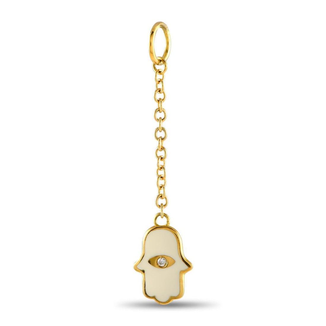 AARON BASHA 18K YELLOW GOLD DIAMOND AND ENAMEL HAMSA CHARM PENDANT (1 of 3)