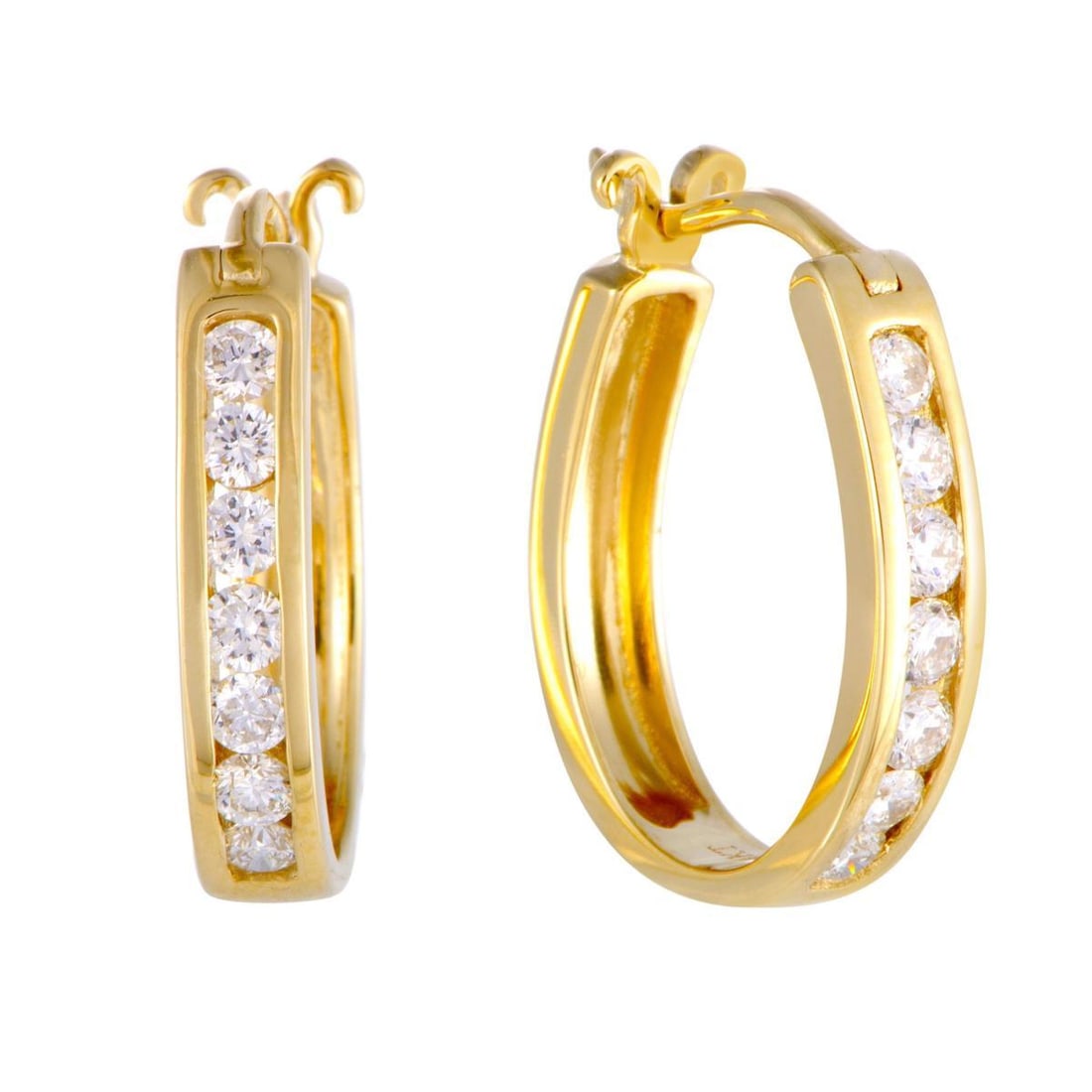 14K YELLOW GOLD 0.50 CT DIAMOND SMALL HOOP EARRINGS (1 of 4)