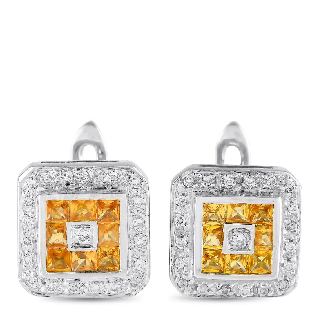 14K WHITE GOLD 0.33CT DIAMOND AND SAPPHIRE EARRINGS (1 of 2)