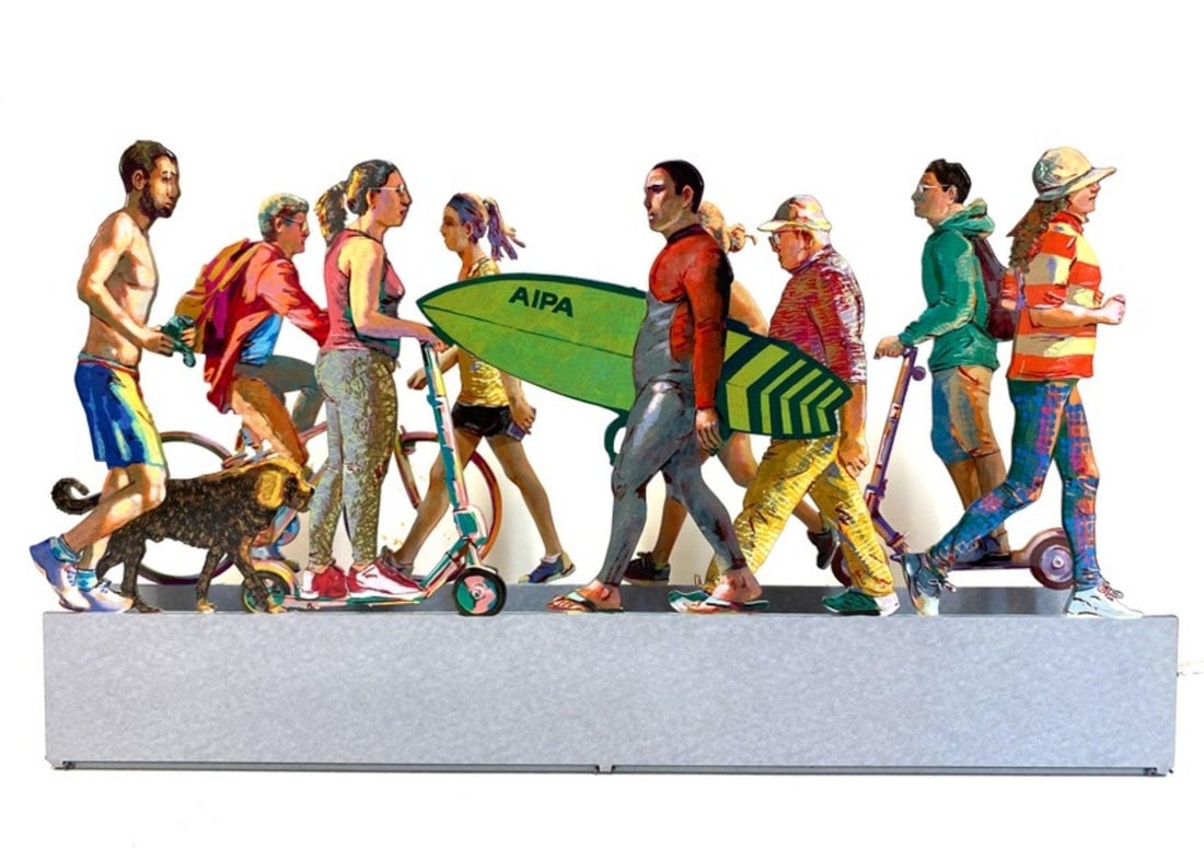 David Gerstein- Free Standing Sculpture "TLV PROMENADE": Artist: David Gerstein. Medium: Free Standing Sculpture. Title: TLV PROMENADE. Size: 6.7" x 11.8". Signature: Signed by the artist. Certificate of Authenticity: Is included. Additional: This piece is