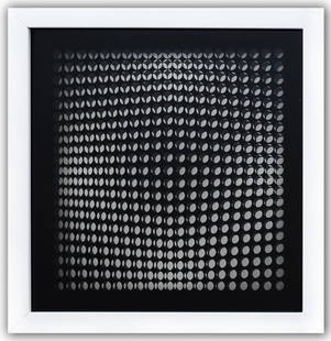 Victor Vasarely- 3D Wall Sculpture/object "Cinetiques": Artist: Victor Vasarely. Medium: 3D Wall Sculpture/object. Title: Cinetiques. Size: 10" x 10". Measures approx. 12" x 12" (framed). Additional: Custom Framed. 2 layers- Top layer printed on clear Luci