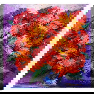 Yana Korobov, "Wild Flowers" Original Acrylic Painting on Canvas, Hand Signed with Letter: Wild Flowers is an original acrylic painting on canvas by Yana Korobov, hand signed by the artist. Includes Letter of Authenticity. Measures approx. 24" x 24" (image). Reference#: 87753.