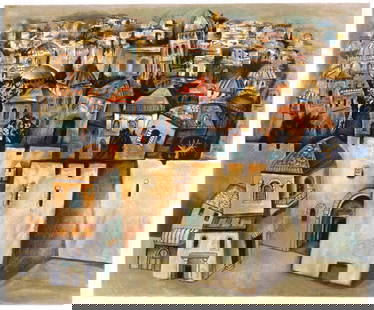 Gregory Kohelet- Original Serigraph "Jerusalem": Artist: Gregory Kohelet. Medium: Original Serigraph. Title: Jerusalem. Size: 34" x 42". Signature: Hand Signed by the Artist. Certificate of Authenticity: From the publisher. Reference#: 21207.