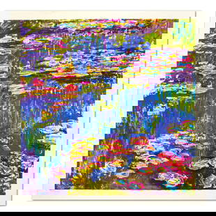 Claude Monet- Lithograph "Mympheas": Artist: Claude Monet. Medium: Lithograph. Title: Mympheas. Size: 19" x 19". Signature: Stamp signed and numbered. Certificate of Authenticity: Is included. Additional: Printed by Atelier Tete a Tete i