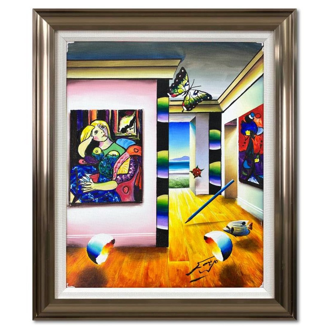 Ferjo, Framed Original Oil Painting on Canvas, Hand Signed with Letter of Authenticity: This is an original oil painting on canvas by Ferjo, hand signed by the artist. This piece comes custom framed. Includes Letter of Authenticity. Measures approx. 24.5" x 20.5" (frame), 19.5" x 15.5" (