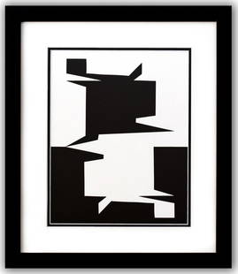 Victor Vasarely- Heliogravure Print "Untitled": Artist: Victor Vasarely. Medium: Heliogravure Print. Title: Untitled. Size: 14" x 11". Measures approx. 21" x 18" (framed). Additional: Custom Framed. Reference#: 21421.