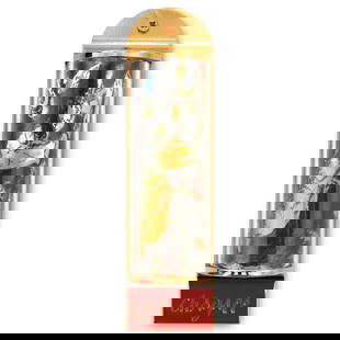 Marc Chagall- Mezuzah/ Silkscreen on 24K gold plated bronze: Artist: Marc Chagall. Medium: Mezuzah/ Silkscreen on 24K gold plated bronze. Size: 5.1" x 1.4". Certificate of Authenticity: Is included. Additional: Limited edition of 1800. Full color silkscreen on