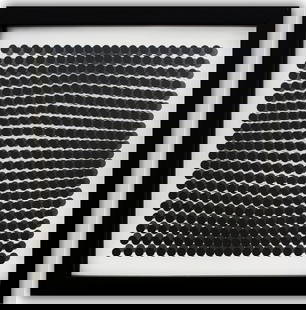 Victor Vasarely- 3D Wall Sculpture/object "Cinetiques": Artist: Victor Vasarely. Medium: 3D Wall Sculpture/object. Title: Cinetiques. Size: 10" x 10". Measures approx. 12" x 12" (framed). Additional: Custom Framed. 2 layers- Top layer printed on clear Luci