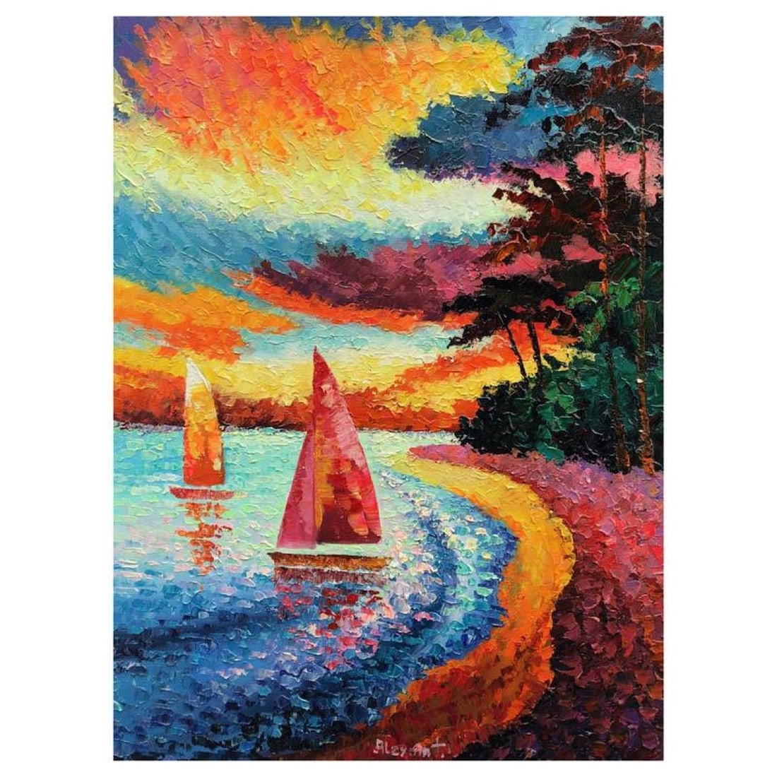 Alexander Antanenka, "Ships Sail in The Sky" Original Painting on Canvas, Hand Signed with Letter of: Ships Sail in The Sky is an original oil painting on stretched canvas by Alexander Antanenka. Hand signed by the artist, the piece comes with a letter of authenticity. Measures approximately 24" x 18"