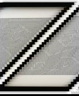 Victor Vasarely- Heliogravure Print "Untitled": Artist: Victor Vasarely. Medium: Heliogravure Print. Title: Untitled. Size: 14" x 11". Measures approx. 15" x 12" (framed). Additional: Custom Framed. Reference#: 21583.