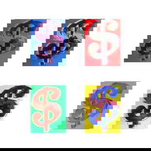 Andy Warhol "$ (Dollar signs)" Limited Edition Suite of 4 Silk Screen Prints from Sunday B Morning.: $ (Dollar signs) is a suite of 4 limited edition silk screen prints on museum board from Sunday B Morning featuring the works of Andy Warhol. The piece is stamped in blue on the back with "Published b