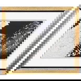 After Pablo Picasso- Offset Lithograph "From The 347 Series": Artist: After Pablo Picasso. Medium: Offset Lithograph. Title: From The 347 Series. Size: 11" x 14". Measures approx. 19" x 22" (framed). Certificate of Authenticity: Is included. Additional: Custom f