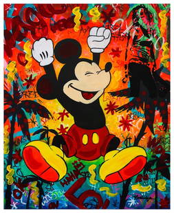 Nastya Rovenskaya- Mixed Media "In The Jungle": Artist: Nastya Rovenskaya. Medium: Mixed Media. Title: In The Jungle. Size: 30" x 24". Signature: Hand Signed by the artist. Certificate of Authenticity: From the publisher. Reference#: 19960.