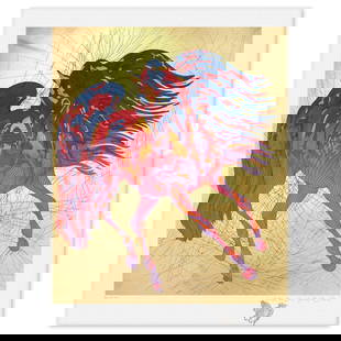 Guillaume Azoulay- Gold Leaf Silkscreen Remarque "Duke": Artist: Guillaume Azoulay. Medium: Gold Leaf Silkscreen Remarque. Title: Duke. Size: 45" x 36". Signature: Hand Signed and Numbered. Reference#: 74612.