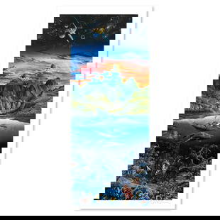 Robert Lyn Nelson, "Oasis" Limited Edition Mixed Media, Numbered and Hand Signed with Letter of: Oasis is a limited edition mixed media on paper by Robert Lyn Nelson, numbered and hand signed by the artist. Includes Letter of Authenticity. Measures approx. 15.5" x 33" (border), 11.5" x 28" (image