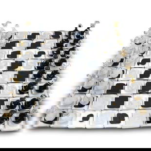 Jean-Claude Novaro- Black and White Hand Blown Glass Chess Set: Artist: Jean-Claude Novaro. Medium: Black and White Hand Blown Glass Chess Set. Size: 33" x 33". Signature: Signed and Dated. Reference#: 74469.
