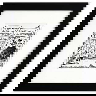 Bizarro, "Tunnel of Boredom" is a Framed Original Pen & Ink Drawing by Dan Piraro, Hand Signed with: Enter a surreal and satirical world of twisted imagination and award winning creativity. "Tunnel of Boredom" is an original pen & ink drawing on paper by Dan Piraro, creator of the critically acclaime