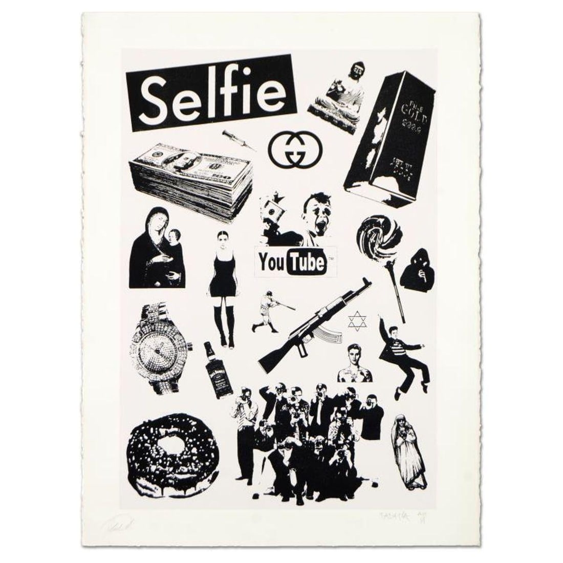 Padhia Avocado, "False Idols II: Plastic Jesus" Limited Edition Silkscreen, Numbered Hand Signed: False Idols II: Plastic Jesus is a limited edition silkscreen on deckle edge paper paper, numbered and hand signed by the artist. Includes Letter of Authenticity. Measures approx. Measures approx. 22"