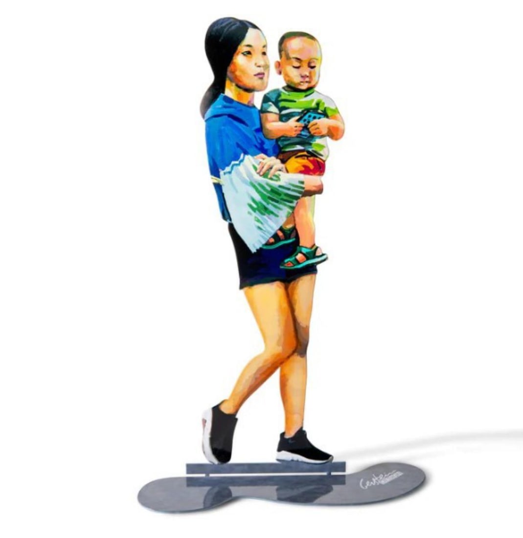 David Gerstein- Free Standing Sculpture "MOTHER AND CHILD": Artist: David Gerstein. Medium: Free Standing Sculpture. Title: MOTHER AND CHILD. Size: 16.3" x 8.5". Signature: Signed. Certificate of Authenticity: Is included. Additional: This piece is free standi