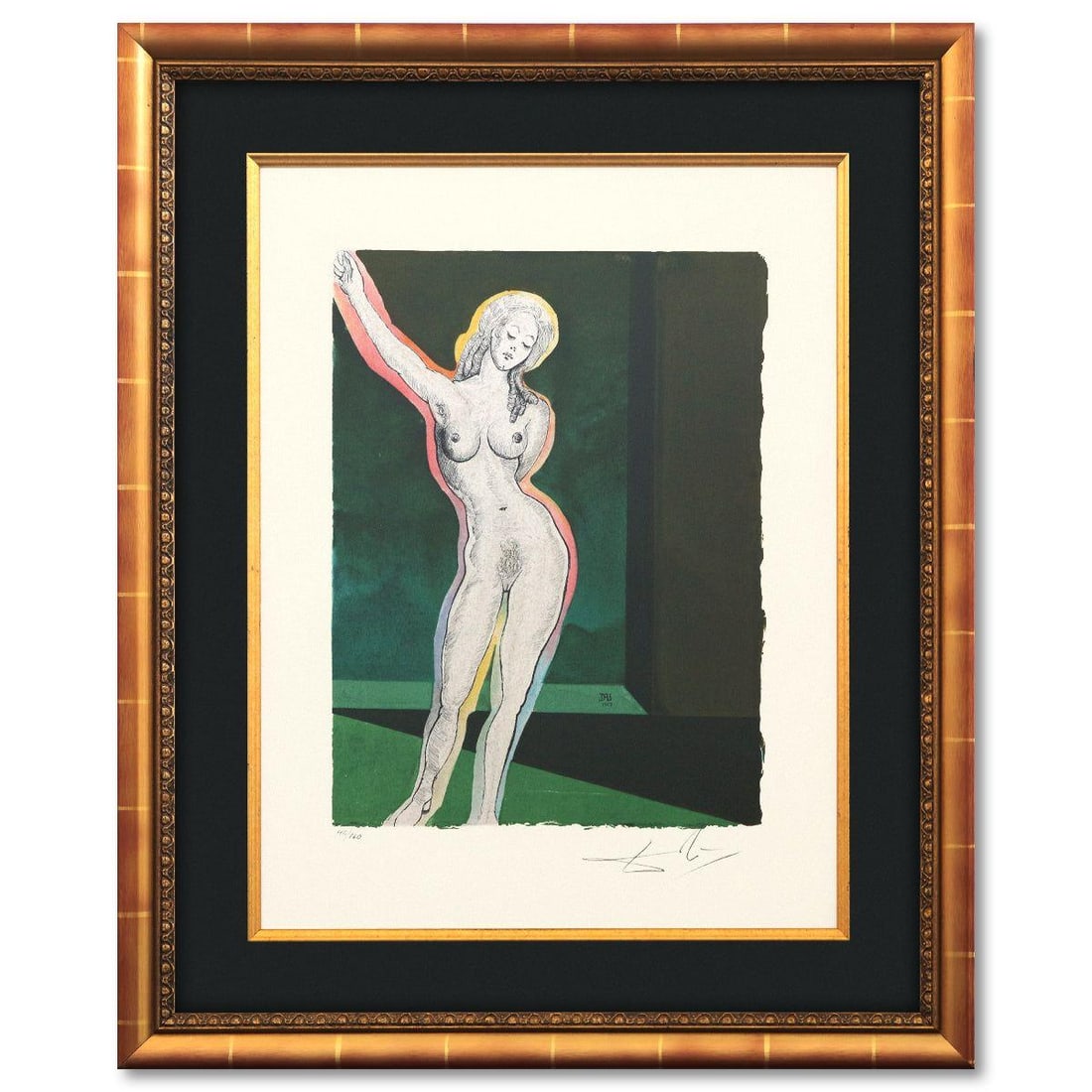 Salvador Dali- Original Lithograph "As Pure as Her Heart": Artist: Salvador Dali. Medium: Original Lithograph. Title: As Pure as Her Heart. Size: 25" x 19". Measures approx. 24" x 28" (framed). Signature: Hand signed and numbered. Certificate of Authenticity: