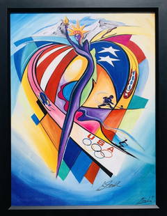 Alfred Gockel- Offset lithograph "USOC Olympics": Artist: Alfred Gockel. Medium: Offset lithograph. Title: USOC Olympics. Size: 24" x 18". Signature: Hand signed and numbered. Reference#: 28177.
