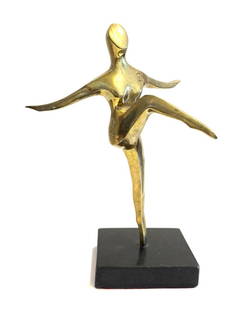 Joana Drummond- Gilt patinated bronze sculpture "Single figure": Artist: Joana Drummond. Medium: Gilt patinated bronze sculpture. Title: Single figure. Size: 4" x 12". Signature: Hand Signed. Reference#: 87266.