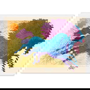 Guillaume Azoulay- Gold Leafed Serigraph "Le Saut": Artist: Guillaume Azoulay. Medium: Gold Leafed Serigraph. Title: Le Saut. Size: 28" x 39". Signature: Hand Signed and Numbered. Reference#: 74620.