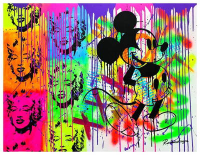 Nastya Rovenskaya- Original Oil on Canvas "Pop Wall": Artist: Nastya Rovenskaya. Medium: Original Oil on Canvas. Title: Pop Wall. Size: 30" x 40". Signature: Hand Signed by the artist. Certificate of Authenticity: From the publisher. Reference#: 19181.