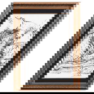 Salvador Dali- Original Lithograph from Gouache and Collage "Les Songes Drolatiques de Pantagruel": Artist: Salvador Dali. Medium: Original Lithograph from Gouache and Collage. Title: Les Songes Drolatiques de Pantagruel. Size: 29" x 19". Measures approx. 39.5" x 29.5" (framed). Signature: Hand sign