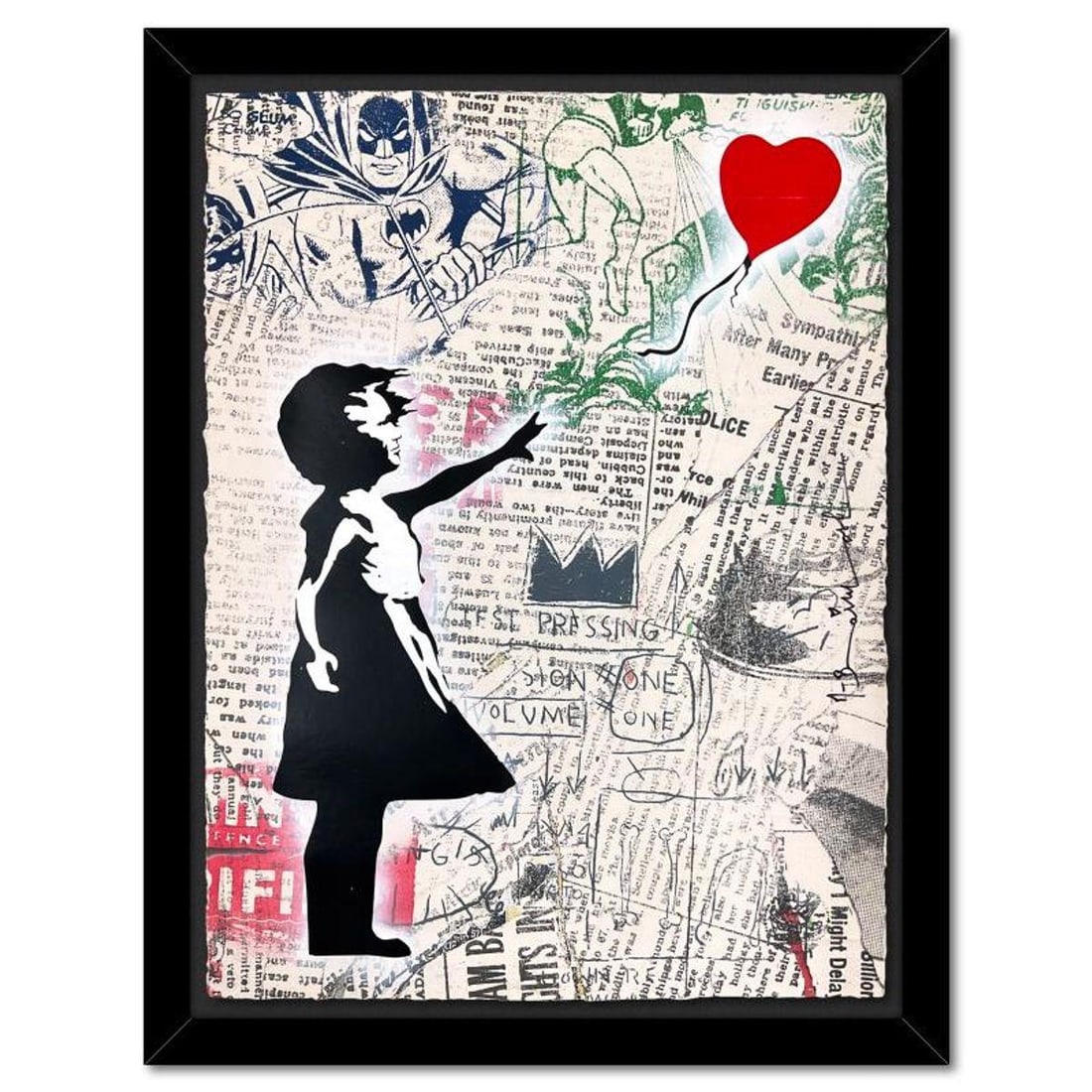Mr. Brainwash, "Balloon Girl" Framed Unique (UNIQ) Mixed Media, Hand Signed with Certificate of (1 of 3)