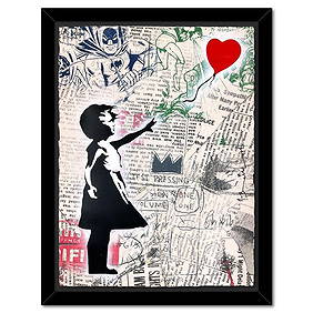 Mr. Brainwash, "Balloon Girl" Framed Unique (UNIQ) Mixed Media, Hand Signed with Certificate of (1 of 3)