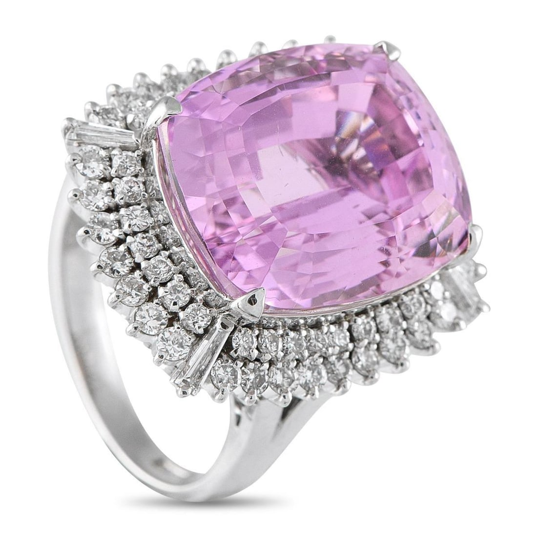 PLATINUM 1.66CT DIAMOND AND KUNZITE RING (1 of 4)