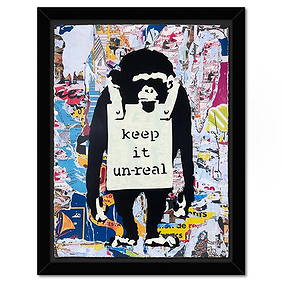 Mr. Brainwash, "Keep It Unreal" Framed Unique (UNIQ) Mixed Media, Hand Signed with Certificate of (1 of 3)