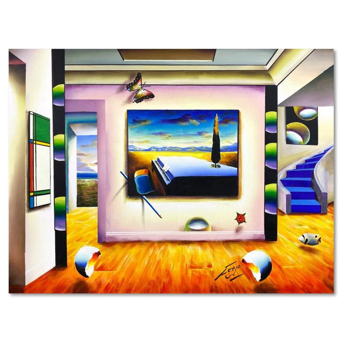 Ferjo, Original Acrylic Painting on Canvas, Hand Signed with Letter of Authenticity: This is an original acrylic painting on stretched canvas by Ferjo, hand signed by the artist. Includes Letter of Authenticity. Measures approx. 30" x 40" (image). Reference#: 88743.