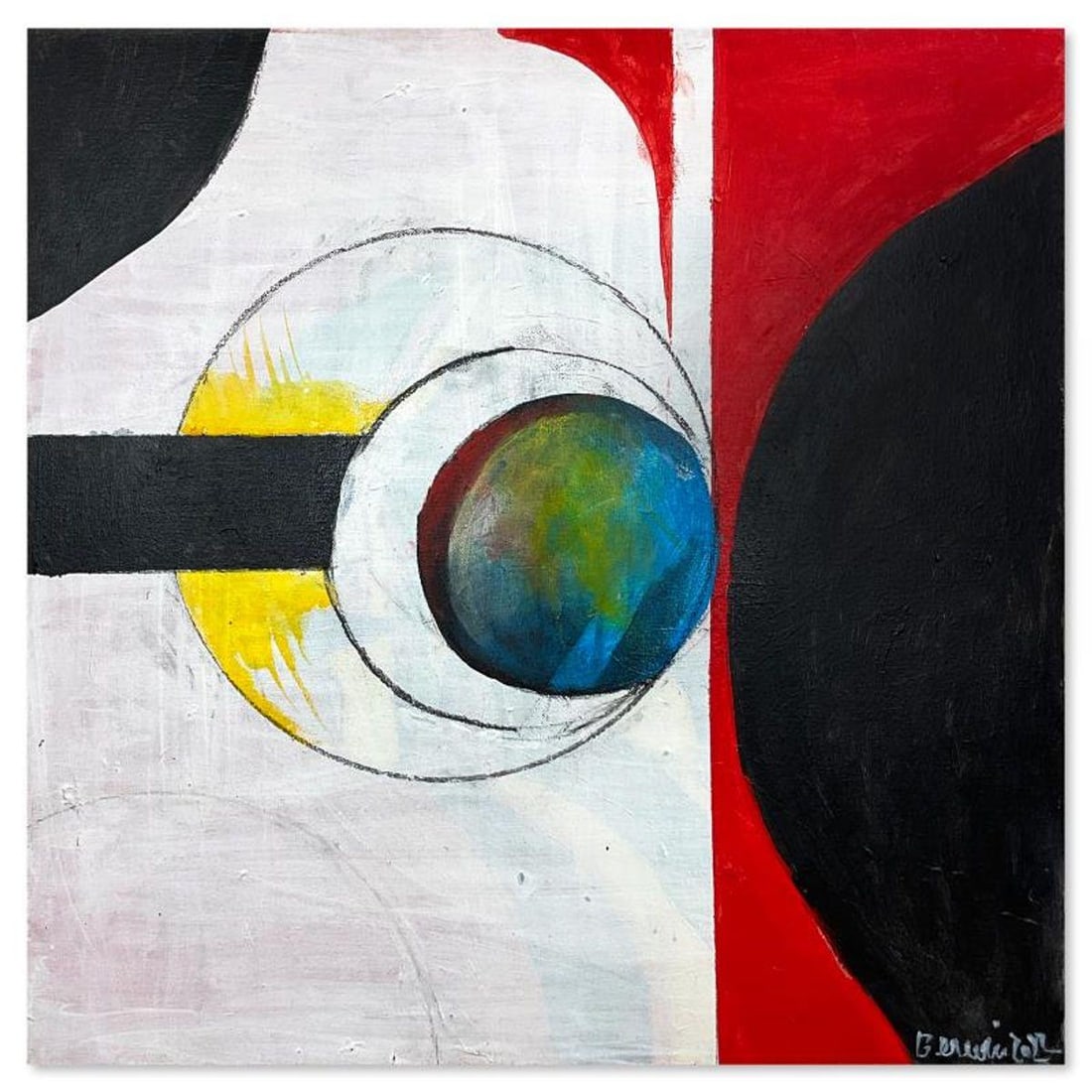 Milton Berwin (1925-2023), Original Painting on Canvas (24" x 24"), Hand Signed with Letter of (1 of 2)