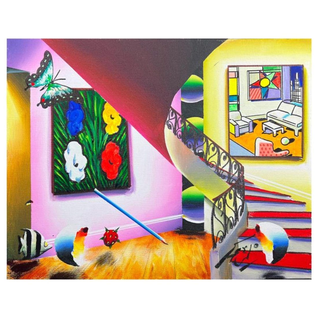 Ferjo, "Stairway to Warhol" Hand Signed Original Painting on Canvas with Letter of Authenticity (1 of 1)
