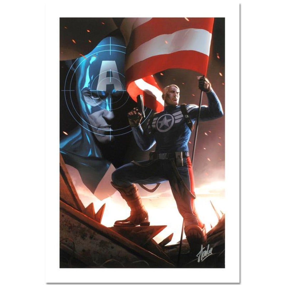 Stan Lee Signed, Marvel Comics "Captain America #617" Limited Edition Canvas, Numbered 5/10 with: Captain America #617 is a limited edition giclee on canvas with art by Marko Djurdjevic. Officially licensed by Marvel, this piece is numbered 5/10 and hand signed by creative legend Stan Lee (1922-20