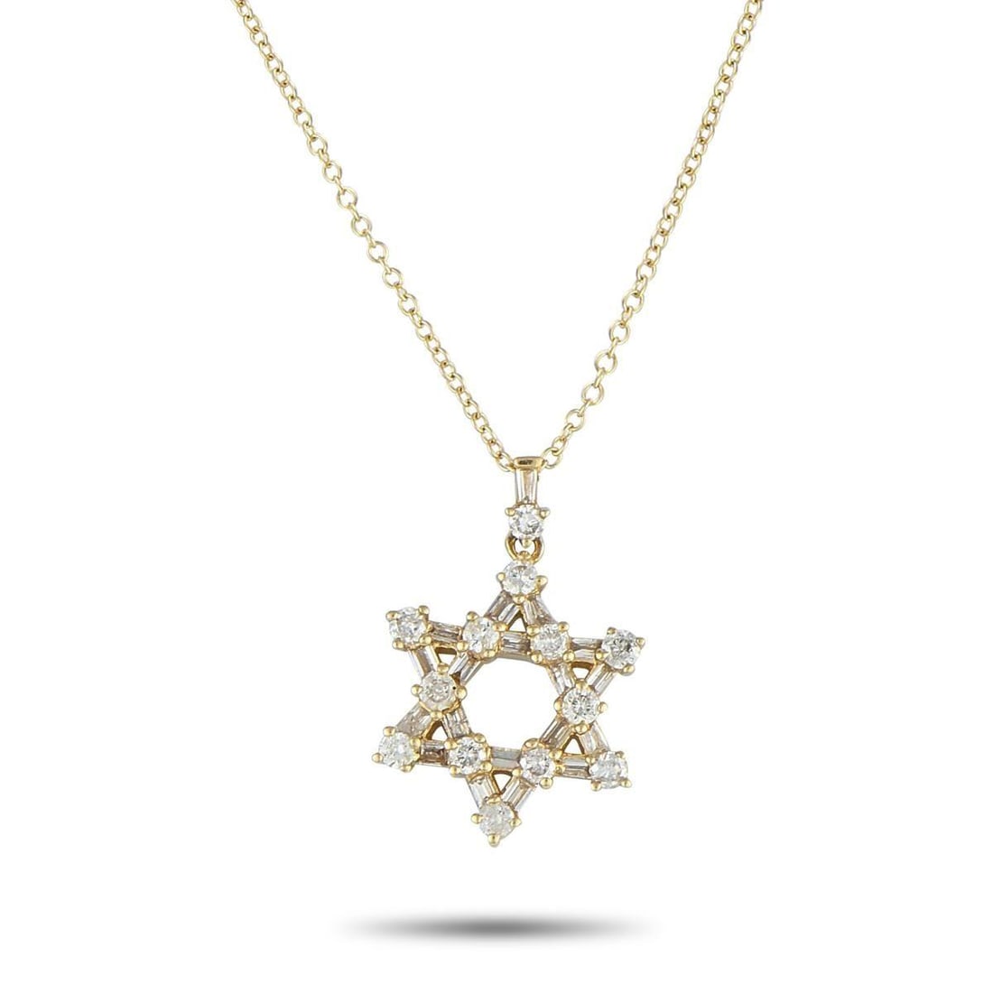 14K YELLOW GOLD 0.40CT DIAMOND STAR OF DAVID NECKLACE (1 of 4)