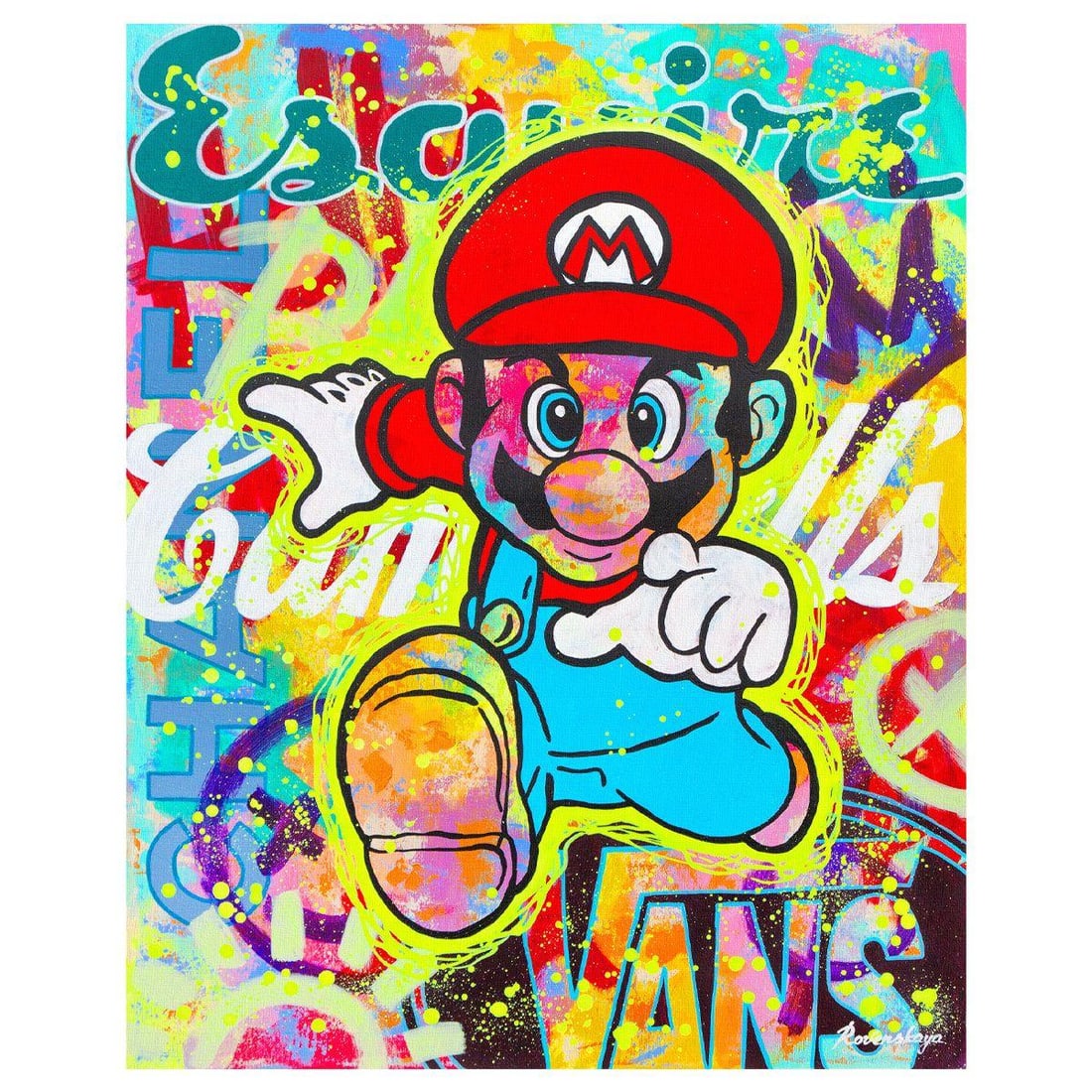 Nastya Rovenskaya- Original Oil on Canvas "Super Mario's Urban Quest" (1 of 2)