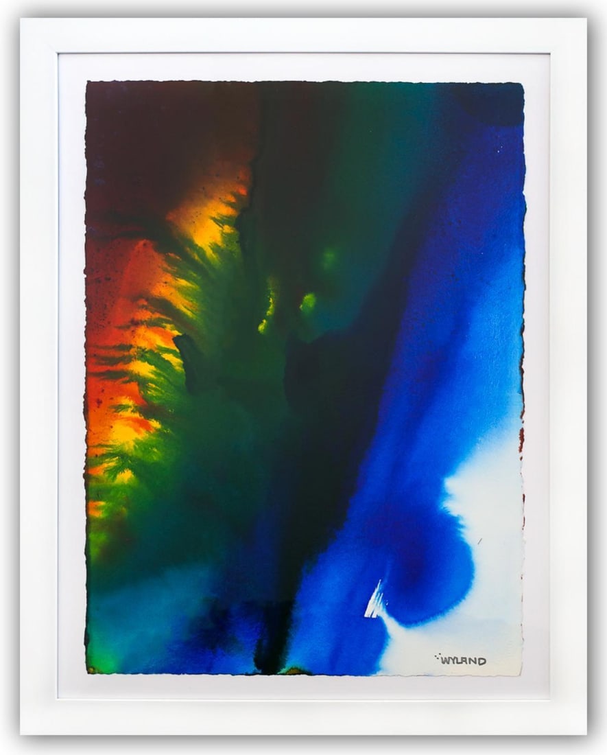 Wyland- Original Watercolor Painting on Deckle Edge Paper "Abstract": Artist: Wyland. Medium: Original Watercolor Painting on Deckle Edge Paper. Title: Abstract. Size: 30" x 22". Measures approx. 37" x 29" (framed). Signature: Hand Signed by the artist. Certificate of A