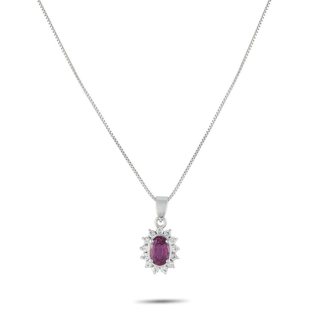 PLATINUM 0.26CT DIAMOND AND RUBY PENDANT NECKLACE (1 of 4)