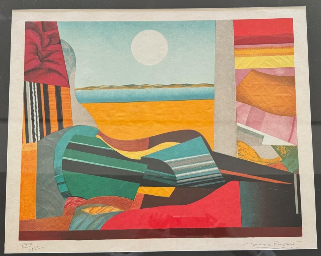 Max Papart- Lithograph on paper: Artist: Max Papart. Medium: Lithograph on paper. Measures approx. 24" x 38" (framed). Signature: Signed. Reference#: 25140.