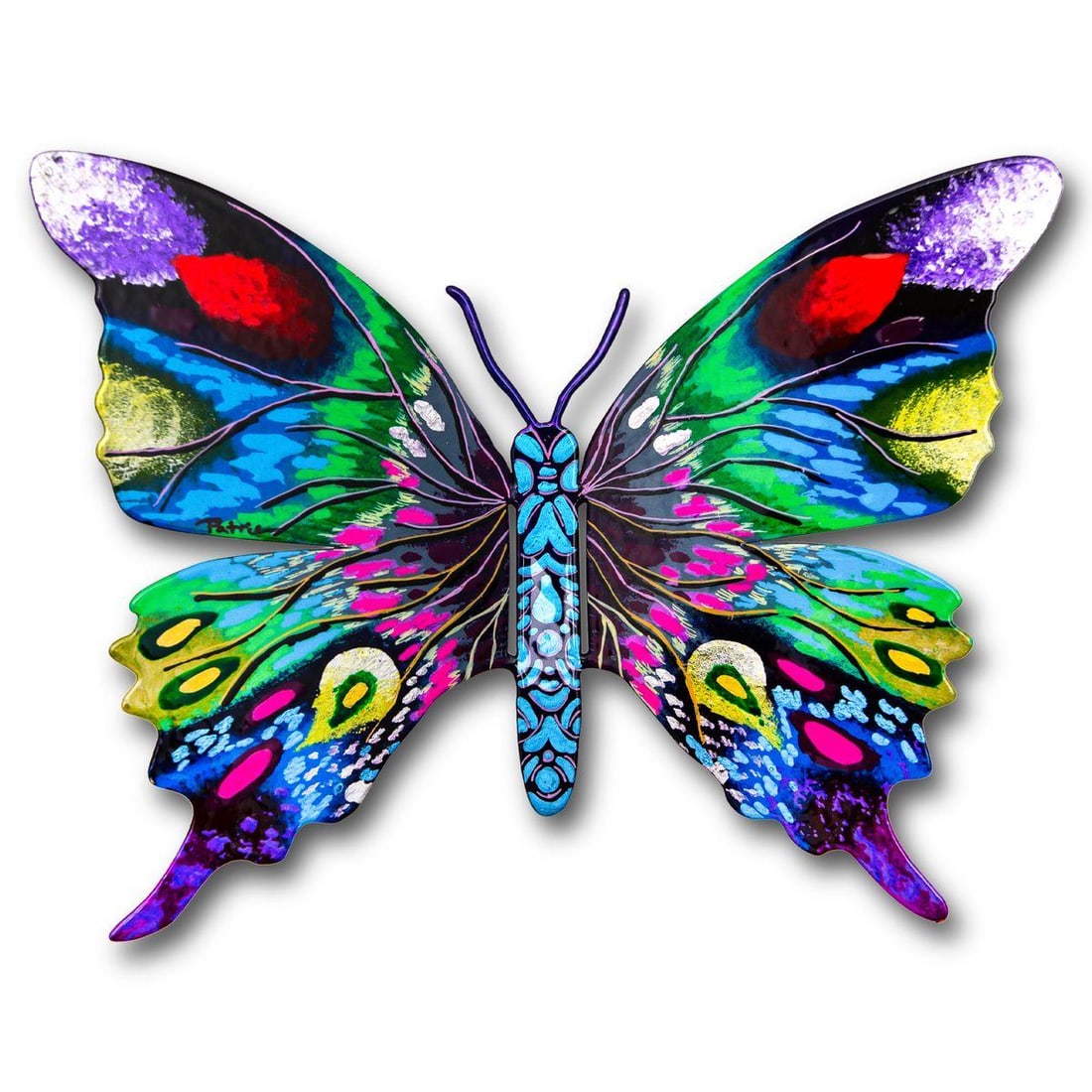 Patricia Govezensky- Original Painting on Cutout Steel "Butterfly": Artist: Patricia Govezensky. Medium: Original Painting on Cutout Steel. Title: Butterfly. Size: 8.5" x 11.5". Signature: Hand Signed by the Artist. Certificate of Authenticity: From the publisher. Ref