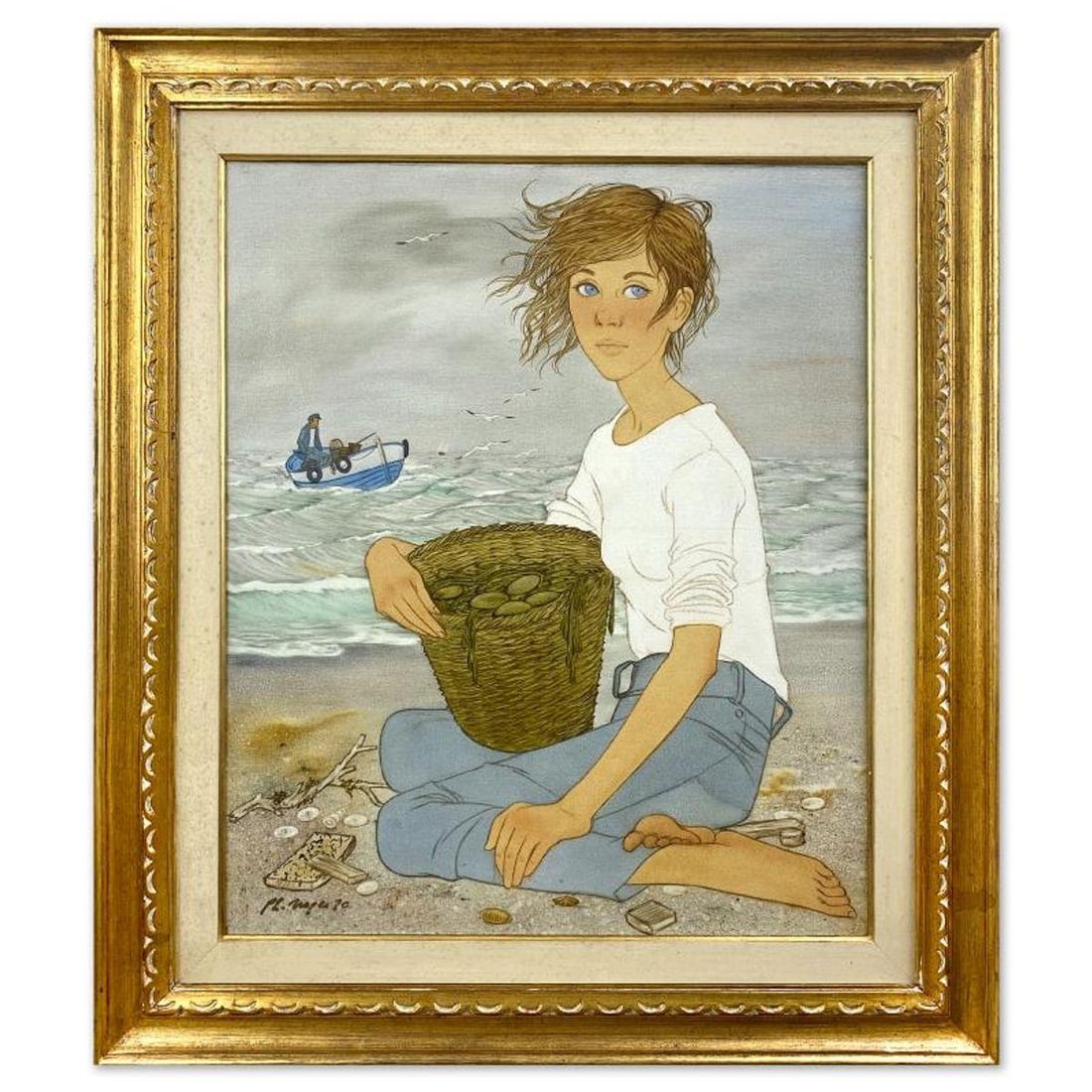 Philippe Noyer (1917-1985), "Le Coup de Vent" Framed Original Oil Painting on Canvas, Dated (1970) (1 of 2)