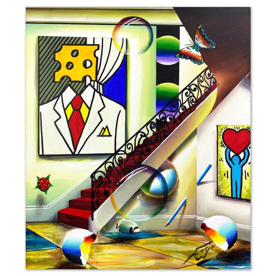 Ferjo, Original Acrylic Painting on Canvas, Hand Signed with Letter of Authenticity.: This is an original acrylic painting on stretched canvas by Ferjo, hand signed by the artist. Includes Letter of Authenticity. Measures approx. 24" x 20" (image).