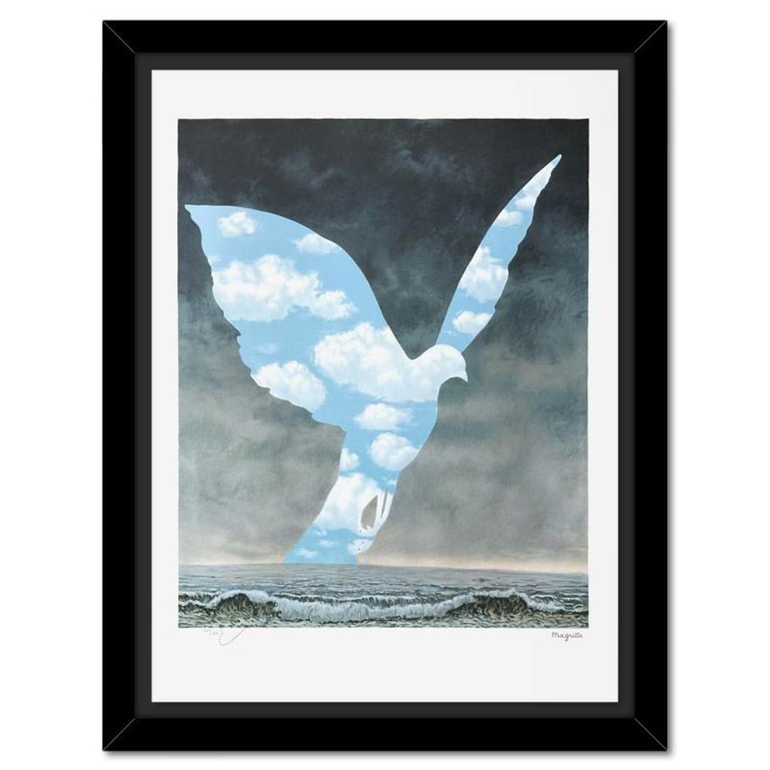 Rene Magritte 1898-1967 (After), "La Grande Famille" Framed Limited Edition Lithograph, Estate (1 of 3)