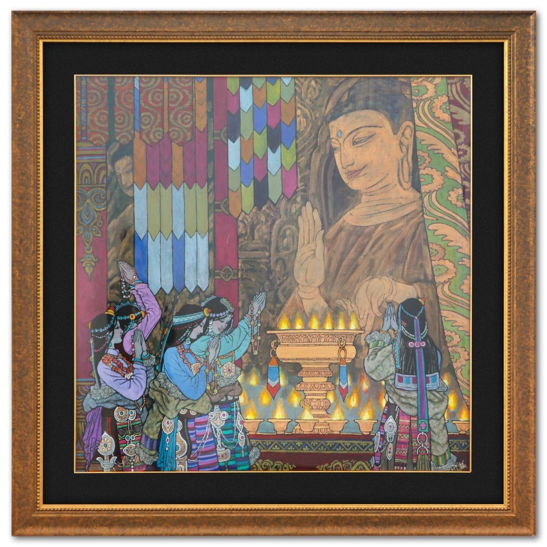 Zu Ming Ho- Original Acrylic on Chinese Rice Paper "Prayer For the People" (1 of 3)